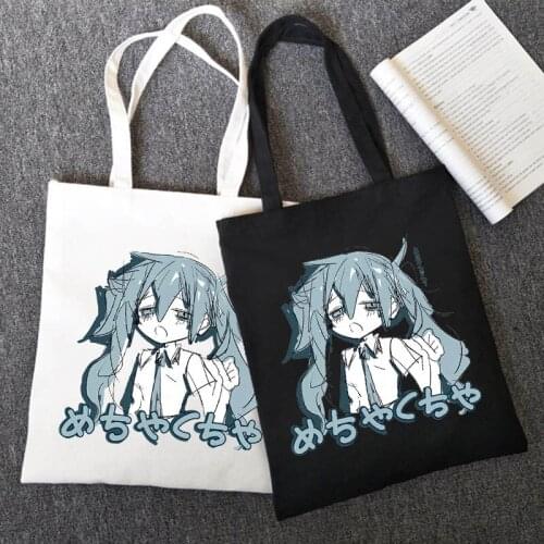 Japanese kawaii y2k anime canvas bag hip-hop women bag large capacity ins Harajuku shoulder bag Ulzzang women shopper bags