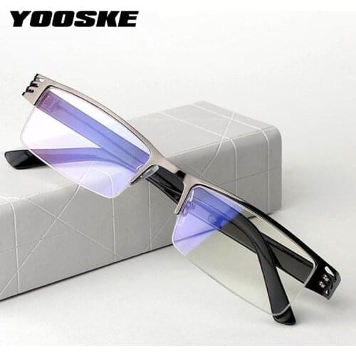 YOOSKE Reading Glasses Men Women Blue Film Resin Prescription Eyeglasses +1.00 1.50 2.00 2.50 3.00 3.50 4.00 Diopter