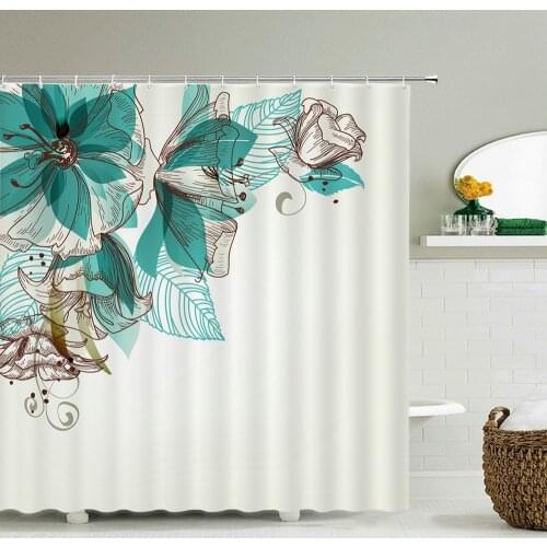 Polyester Fiber Bath Curtain 3d Printed Shower Curtain with 12 Hooks for Home Bathroom Decor Bath Screen Shower Curtains