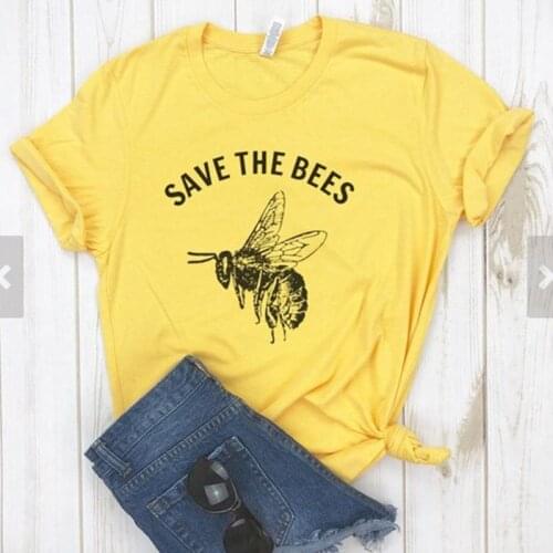 Save The Bees Graphic T Shirts Harajuku Women Short Sleeve Causal Tops Plus Size Cotton T Shirt Aesthetic Clothes Drop Shipping