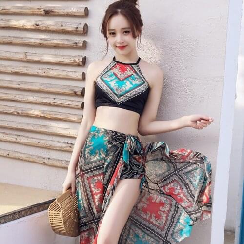 Swimsuit Womens Graceful Hot Spring Sexy Split Three-Piece Set Gathered Slimming Holiday Swimsuit Wholesale 668030