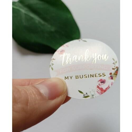 Gold foil floral Thank you stickers for supporting small business ,Personalize Social Media Stickers, Order Package Lables
