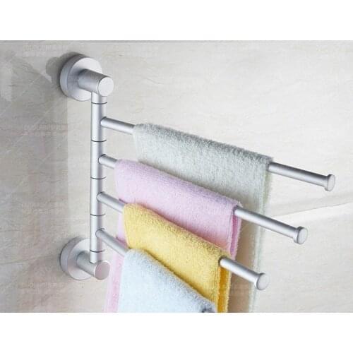 1PC Space Alu. Silver 3 or 4 Rod Rotating Bathroom Towel Bar Belt Clothes Rack Holder Bathroom Accessories 33 x 23 x 5cm KH 2028