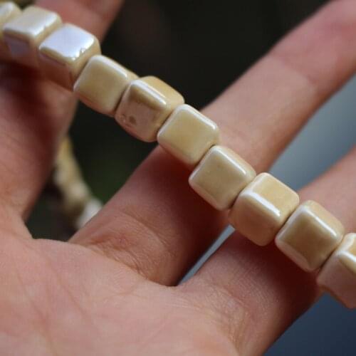 32Pcs/Lot 8.5mm Yellowish Color Squaer Beads Cube Ceramic Beads Plated for jewelry making