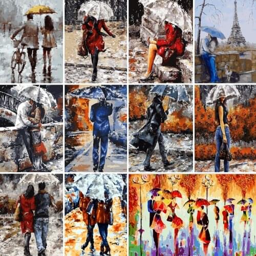 50/65/75cm Painting By Numbers rain Girl Couple Oil Painting Portrait Pictures By Number Paint By Numbers For Adults Home Decor
