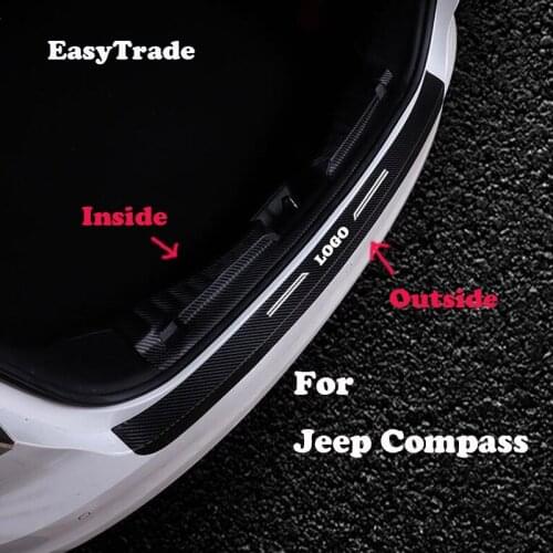 Car styling leather Rear Bumper Protector Sill Trunk Tread Plate Trim Sticker For Jeep Compass Accessorioes 2017 2018 2019