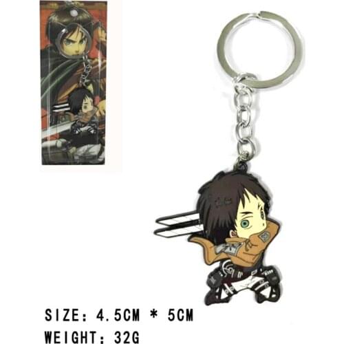 Anime Attack on Titan Key chain Pendant Eren Jaeger Levi Ackerman Figure Toys key ring pendant Gift