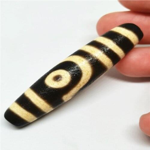 Yollowish Baojiang 2 Eyes Patterns Tibetan Dzi Beads 13mm*58mm Powerful Totems Great Gifts