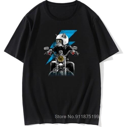 One Piece Skull Biker Cat Cool T Shirts Motorcycle Rider Cats 3D Retro Tshirts Men Retro Clothes Motorbike Funny T-Shirts