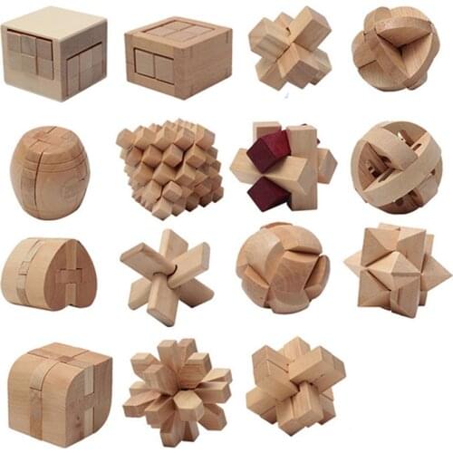 Wooden 3D Kong Ming Luban Lock Jigsaw Puzzle Juguetes Educational Learning Toys for Children Kids