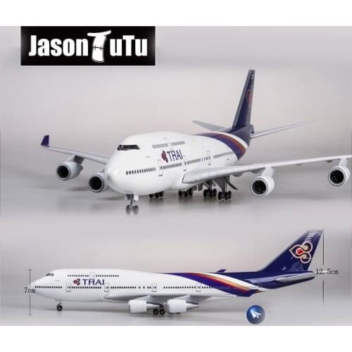 JASON TUTU 47cm Resin Diecast 1:160 Scale THAI Boeing b747 Plane Model Airplane Model Aircraft Planes with Light & Wheel