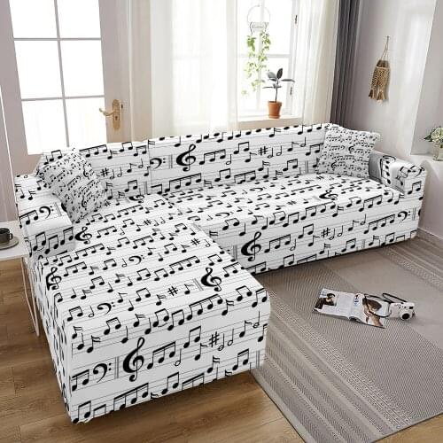 Graffiti Pattern Elastic Sofa Covers for Living Room Music Sofa Slipcover Sectional Corner Sofa Cover L Shape Couch Cover