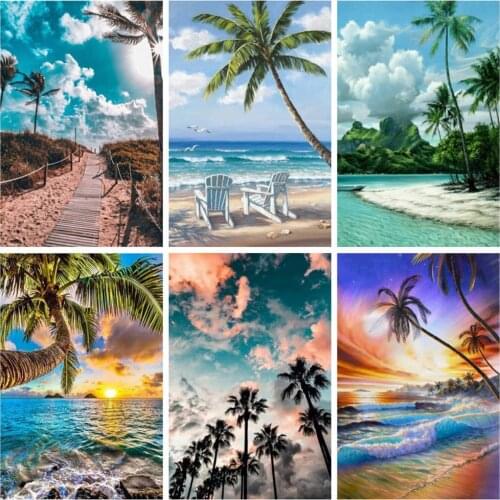 EverShine Diamond Painting Seaside Cross Stitch Diamond Mosaic Landscape Picture Rhinestone Art Home Decor Handicraft Hobby Gift