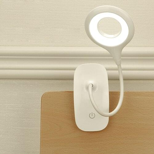 Flexible Reading Light USB Rechargeable Clip On Dimmable LED Touch Desk Lamp