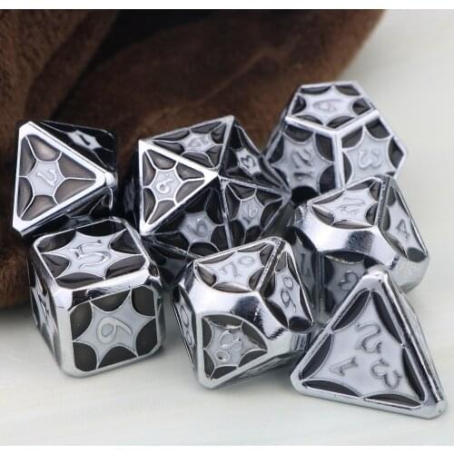 Dnd dice polyhedral metal dice set d&d dice rainbow dice dungeon and dragon tabletop rpg dice with bag D20 D12 D10 D8 D6 D4
