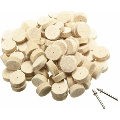 HHO-100pcs Wool Felt Polishing Buffing Round Wheel Tool + 2 Shank For Dremel Rotary