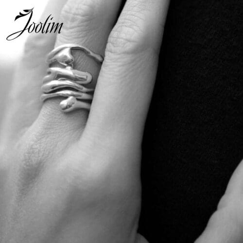 Joolim High End 18K Gold PVD Cool Style Irregular Rings for Women Stainless Steel Jewelry Wholesale