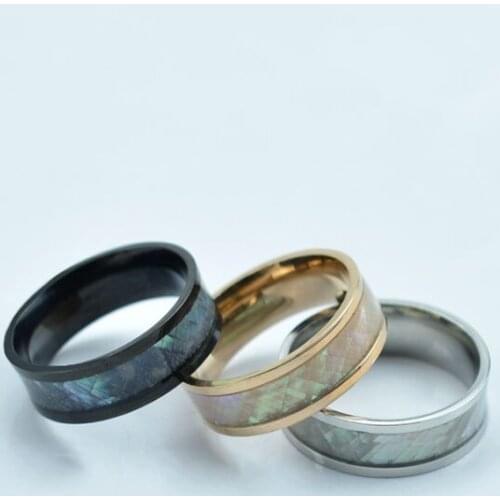 Stainless Steel Shell Ring, Fashion Jewelry Rings for Men and Women, Mens Ring Engagement Gifts 8mm Size6-13