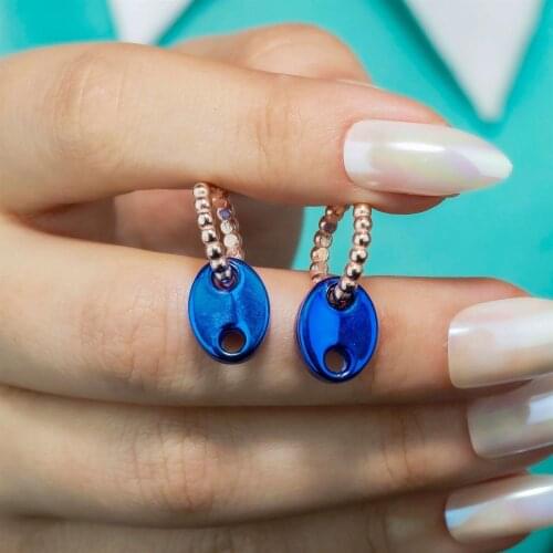 Bulk Clip-On Rose Color Blue Hematite 925 K Silver Oval Earrings