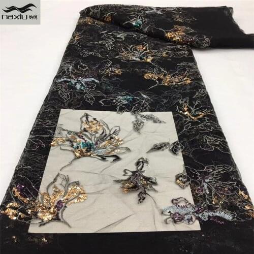 Madison African Net Lace Fabric 2021 High Quality Lace Nigerian French Tulle Embroidery Sequin Lace Fabric For Party Dress