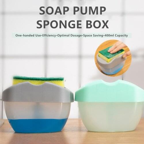 2-in-1 Soap Dispensers Manual Press Liquid Dispenser Container With Sponge Holder Kitchen Cleaner Box Soap Kuchnia Organizer