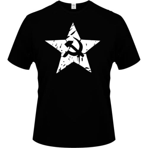 CCCP Sign short-sleeved cotton T-shirt men bottoming shirt solid color Casual clothes Male Tops