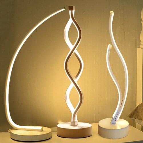 18W Modern LED Table Lamp Spiral Wave Shape Night Light EU Plug Reading Desk Lights Desktop Bedside Decorative Lamp