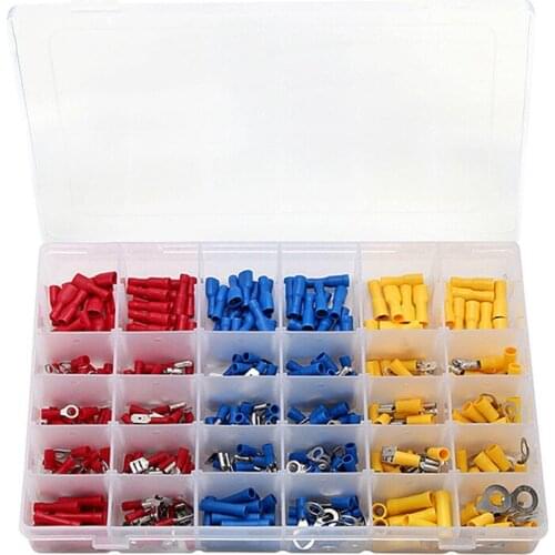 New Hot 500 Pcs/Set Insulated Cable Connector Electrical Wire Assorted Crimp Spade Butt Ring Fork Ring Lugs Rolled Terminals Set