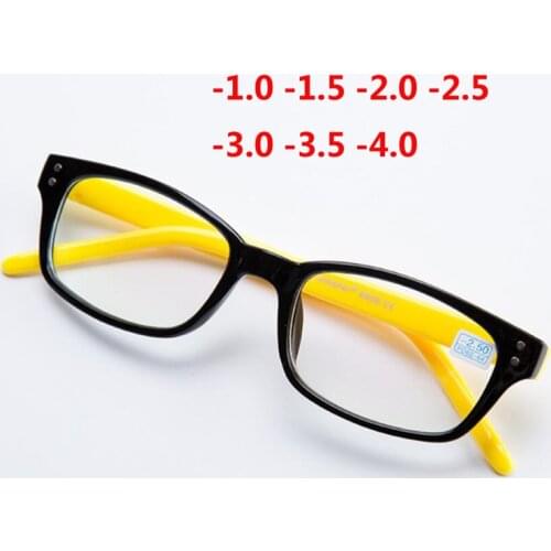 Rivets Square Myopia Glasses Finished Women Men Plastic Frames Shortsighted Spectacle Myopes Lunettes -1.0 -1.5 -2.0 To -4.0