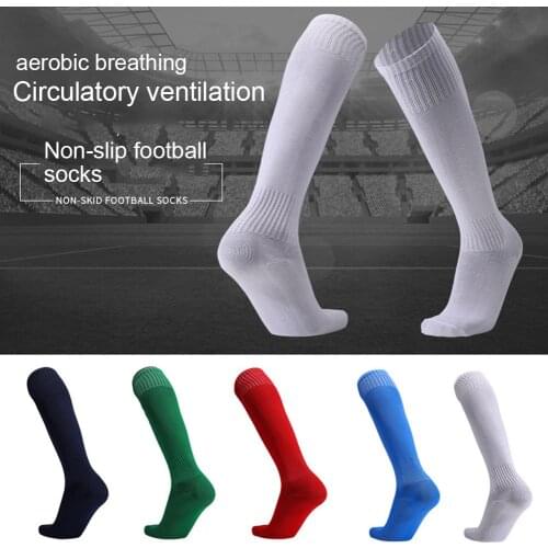 Solid Color Teenager Adult Football Soccer Training Men Sports High Tube Socks Sweat-absorbent Training Sports Socks Men Women