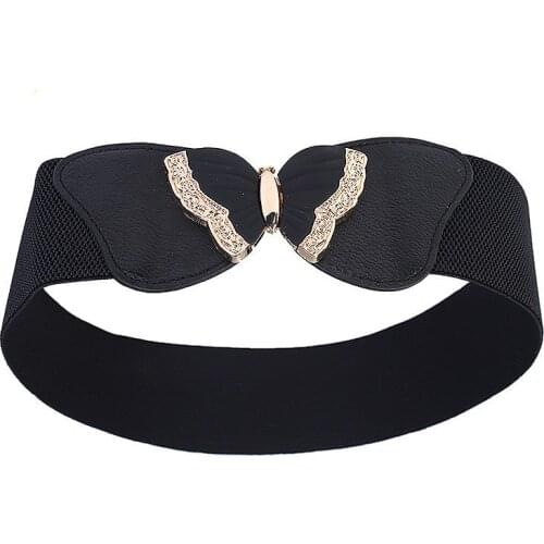 Womens Vintage Butterfly Waist Belts For Dresses 80S Retro Female Laides Elastic Stretchy Waistbands Corset Costumes Cummerbund