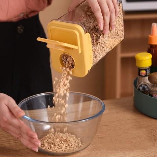 Transparent Food Grain Storage Cans Kitchen Storage Organizers Sealed Cans Cereal Dispenser Plastic Snack Freshness Box