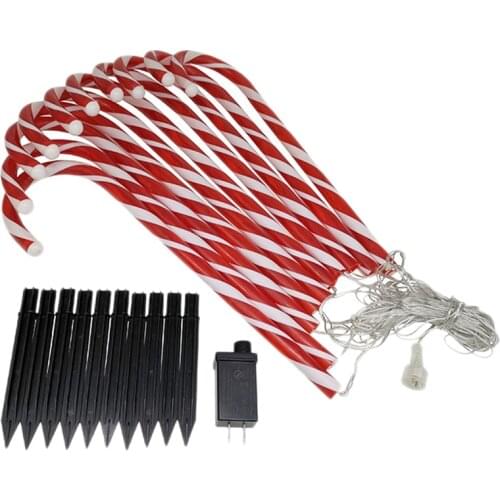 Christmas Pathway Lights, 10 Sets Candy Cane Lights Tall Pre-Lit with Warm Light LED Per Candy Cane Light US Plug
