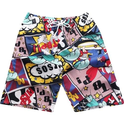 Spring Summer New Youth Comfortable Printing Casual Fashion Loose Straight Shorts Men Beach Pants Swiming Wear Men Trunks