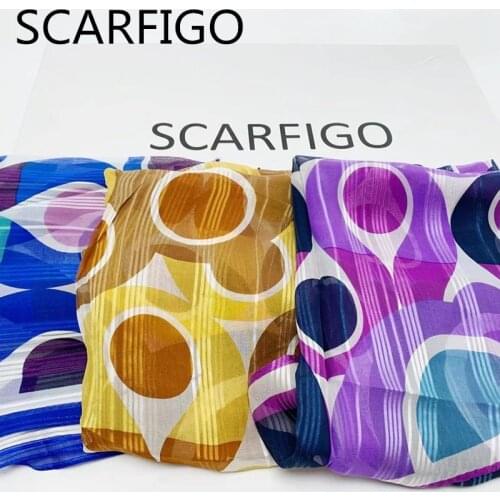 SCARFIGO Long Silk Scarf 2021 Fashion Colorful Silk beach Long Head Neck Scarves Women Headscarf Accessories