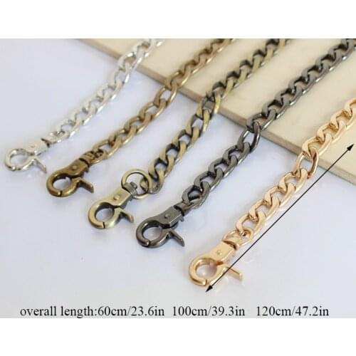 Metal Purse Chain Strap Handle DIY Replacement Shoulder Strap Chain Bag Chain Good-looking Chain Iron Flat Chain Metal Handle