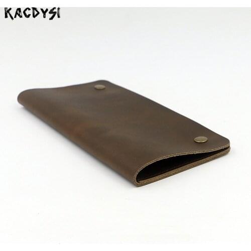 Vintage Crazy Horse Leather Men Wallet Bifold Money Long Clutch Bag Soft Unisex Wallet Leather Phone Bag Money Clips Coin Pocket