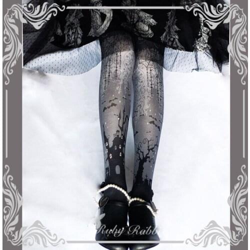High quality Halloween, lolita tights printed dark gothic render socks female Japanese