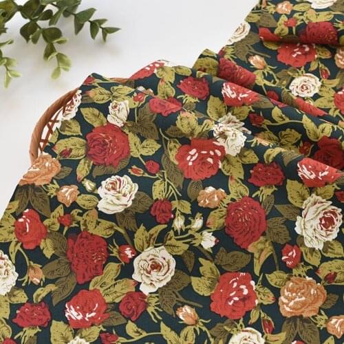 145x50cm Pure Cotton Peony Flower Sea Fabric Making Clothes and Dresses Kids' Shirts Pajamas Handmade DIY Cloth