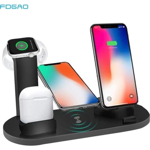 FDGAO Charging Dock Stand For iPhone 12 11 XS XR 8 Plus Apple Watch SE 6 5 4 3 Fast Wireless Charger Station for iWatch Airpods