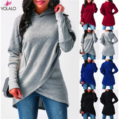 Autumn and Winter New Style Cross-border Womens Clothing Loose-cap Irregular Dress Women Hoodies