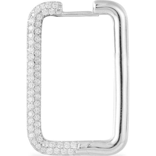 SLJELY High Quality Real 925 Sterling Silver Single White Zirconia Geometric Rectangle Earring 1pc for Women Fine Brand Jewelry