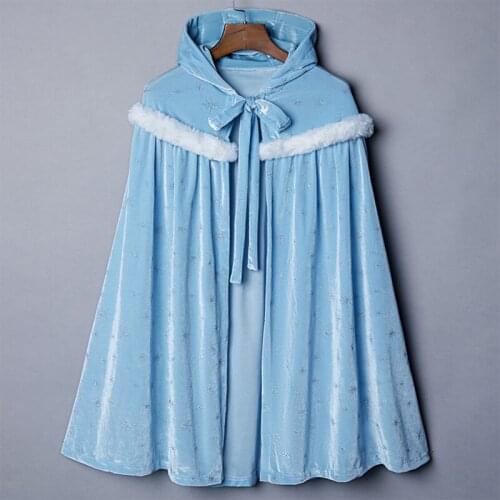 2021 Winter Girls Velvet Princess Long Cloak Fancy Fairy Cinderella Belle Aurora Rapunzel Kids Floor Length Corduroy Hooded Cape