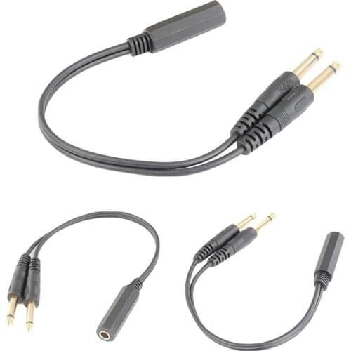10pcs 6.35mm 1/4 inch Stereo TRS Female to 2 Dual 6.35mm Mono TS Male Y Splitter Connector Adapter Cord Cable 38cm