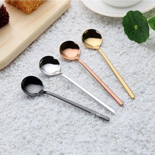 2PCS stainless steel spoon creative tableware small round spoon coffee stirring spoon spoon special dessert spoon