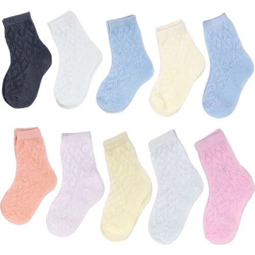 5Pair/lot new spring and summer childrens socks boys and girls cotton thin solid color kidss socks