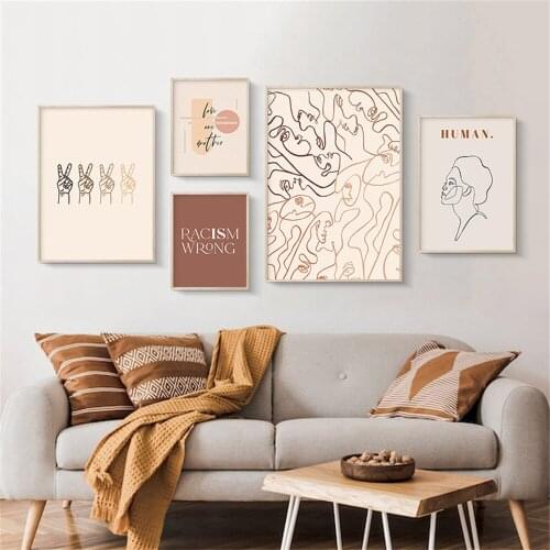 Abstract Face Line Drawing Wall Art Print Figure Poster Sun Geometry Quotes Canvas Painting Hand Pictures Nordic Home Decoration