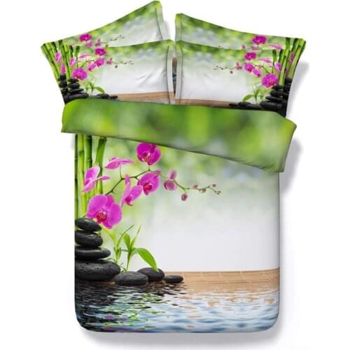 Bamboo sheets bedding set floral Aqua duvet cover bedspread bed linen doona quilt twin queen super king size double single 4pcs