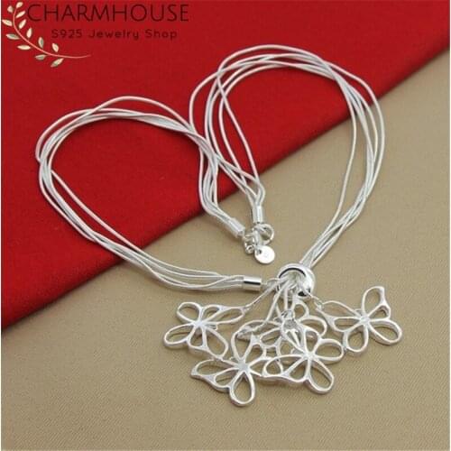 Charmhouse 925 Sterling Silver Necklaces For Women Butterfly Snake Chain Pendant Necklace Collier Fashion Jewelry Bijoux
