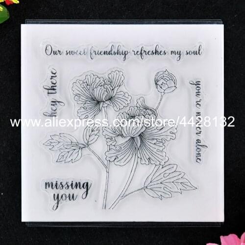 Flowers Missing you You're never Alone Scrapbook photo cards rubber stamp clear stamp transparent stamp 9080211